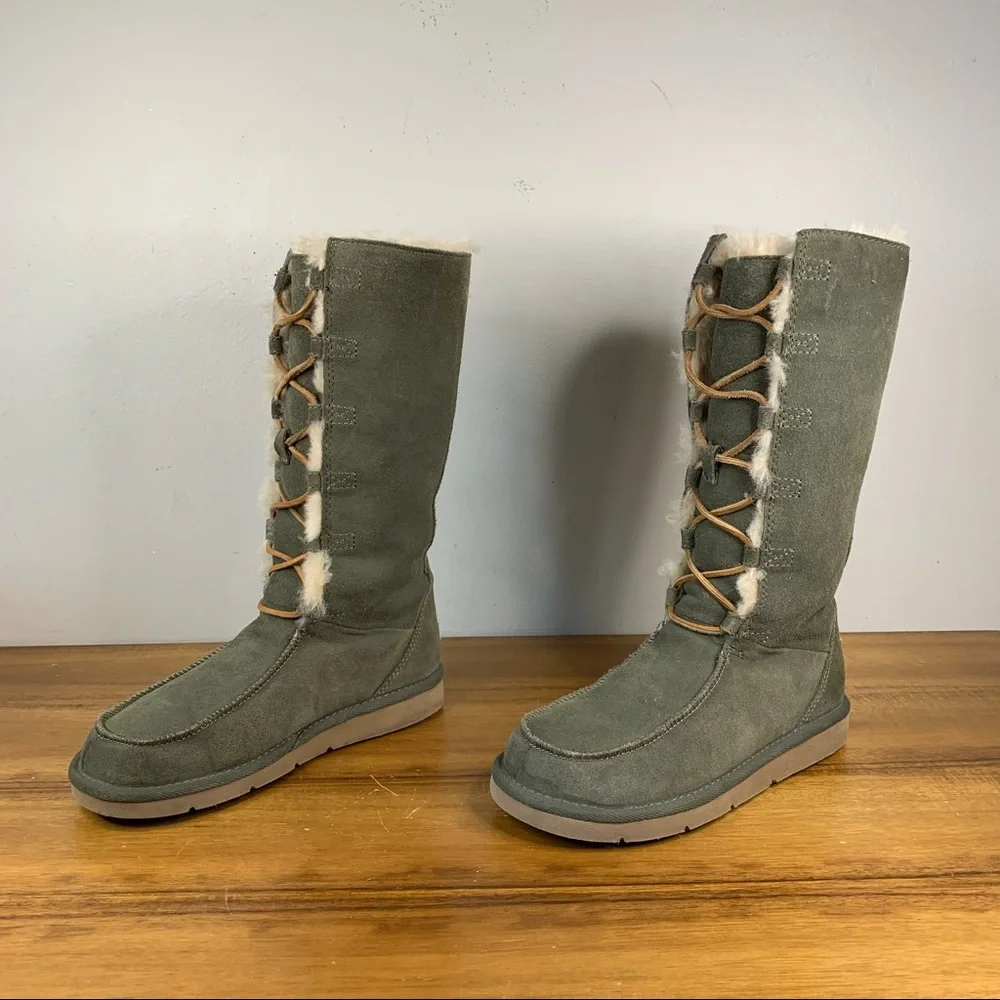 UGG Whitley Olive Green Tall Shearling Boot Size 6 - Picture 3 of 10